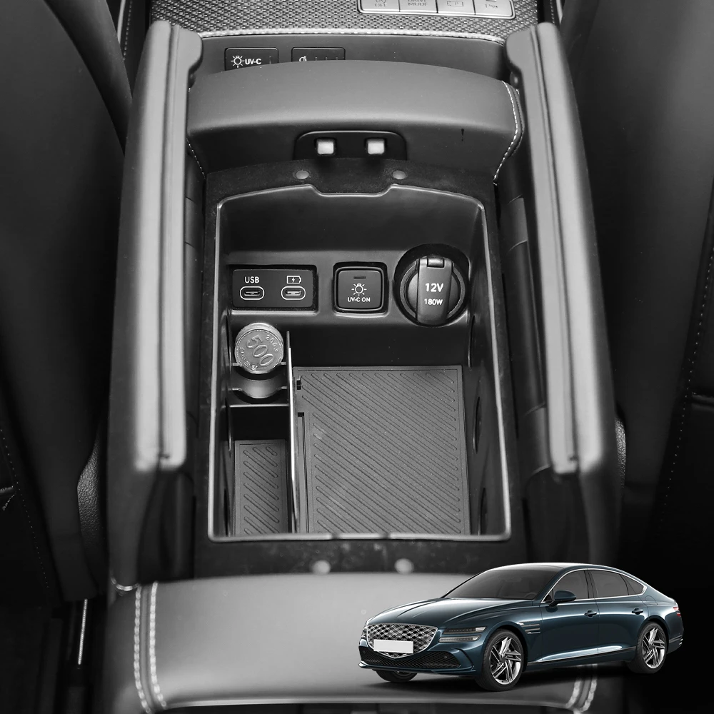 

For Genesis G80 2021-2026 LHD Accessories Car Center Console Storage Box Armrest Organizer Tray