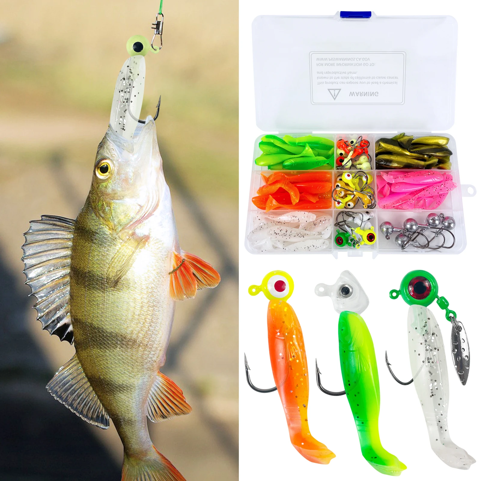 Señuelos blandos Jig Head Free Fisher – Swimbait PVC doble color - imagen 5