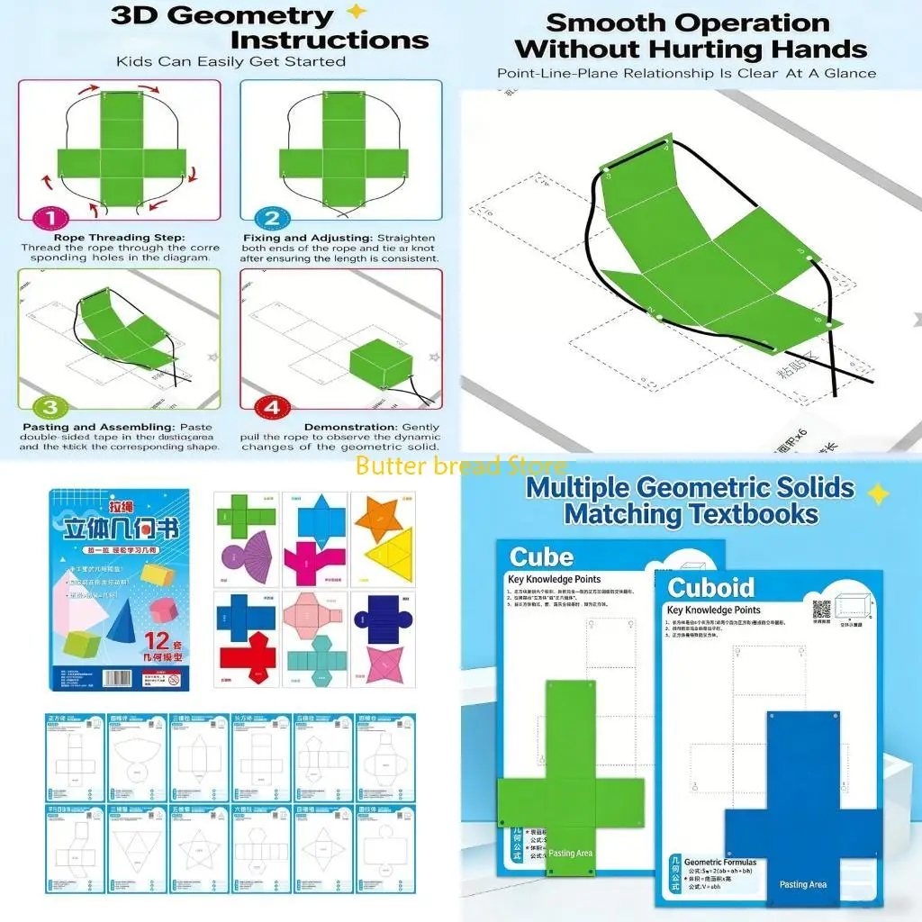 W89C Educational Pull Out Geometry Book Hand On Math Teaching Tool For Children