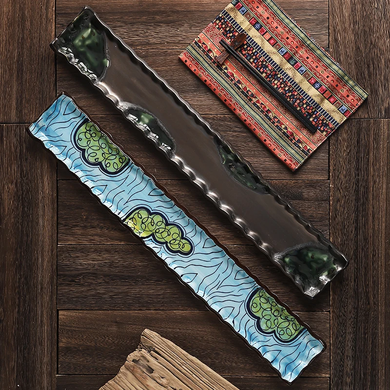 A long 66cm sushi plate, ceramic tableware, creativecuisine buffet restaurant display plate, rectangular