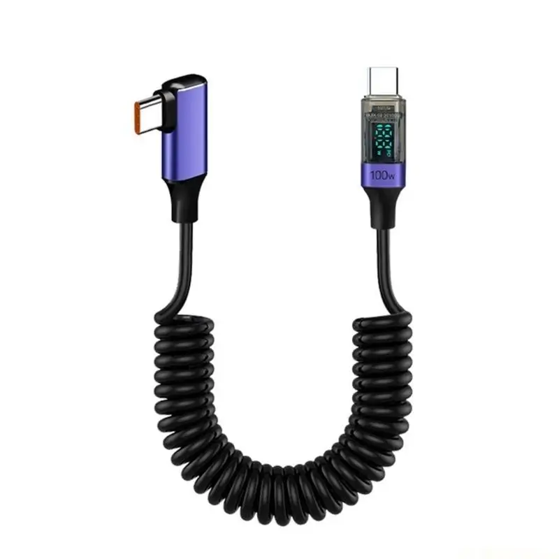 E56B PD100W Fast Charging Cable Spring Data Cord 480Mbps Data Transfer for Tablets