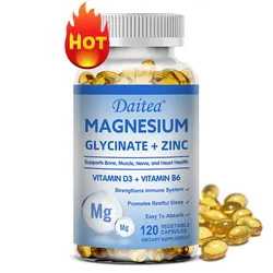 Magnesium + Zinc with Vitamin D3 and Vitamin B6 - Promotes Healthy Bones and Teeth, Heart, Nerve and Muscle Function, Non-GMO