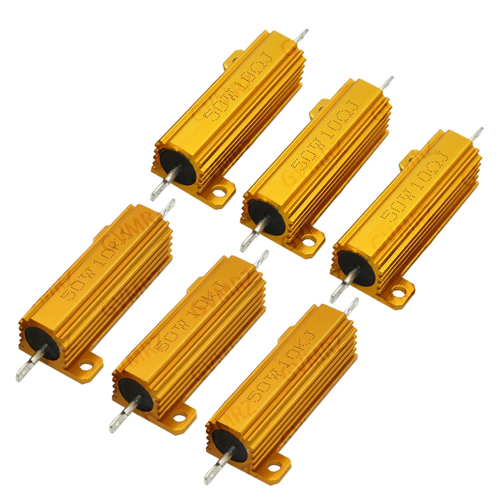 50W 20K 25K 30K Aluminum Housing High Power Wirewound Resistor Assorted Resistance for Electronics Use 0.01R 6.8R 27R