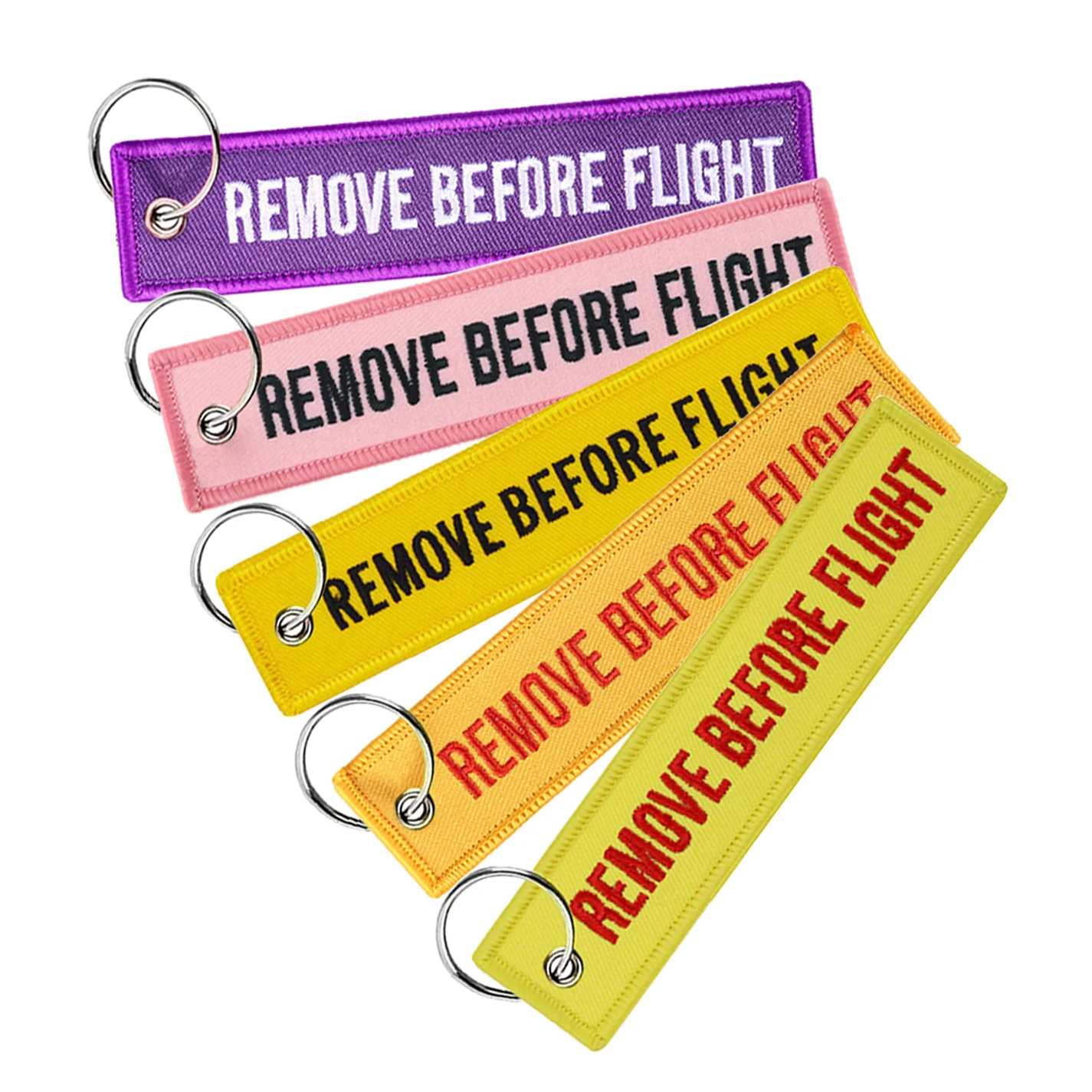 5Pcs Embroidery Key Chain Remove Before Flight Keychain for Men Aviation Gifts Luggage Tag Label Fashion Keychains