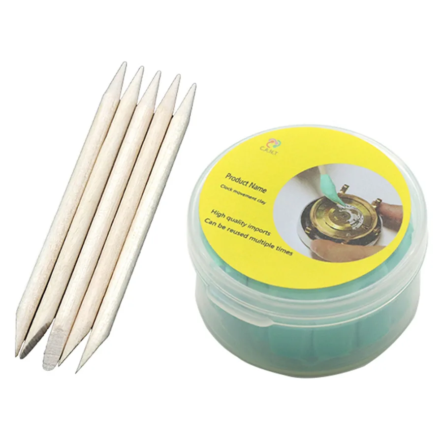 Argile Nettoyante pour Réparation de Montres, Élimination de la Saleté et de la Graisse, avec 5 Bâtonnets d'Assistance pour Cadrans, Ponts et Aiguilles – Nettoyant pour Montres