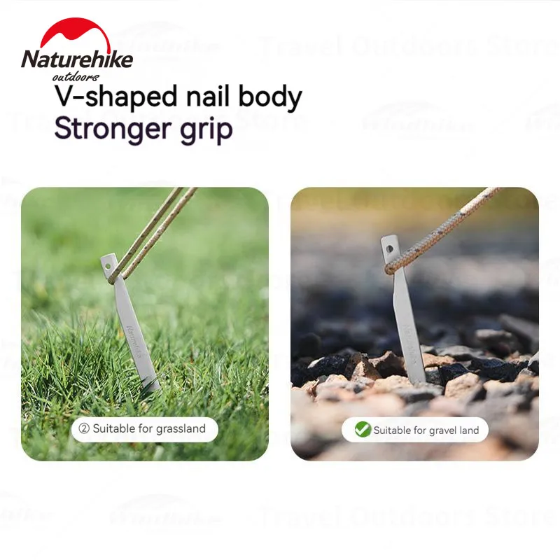 Naturehike Camping Tent Peg Nails V Shaped Aluminum Stake Pegs Outdoor Accessories Metal 20cm Ultralight Heavy Duty 8pcs/Lot