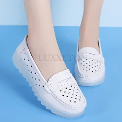 Women Shoes Spring New Soft Soled Comfortable and Breathable Work Nurse Shoes Casual and Versatile Women Flat Pure White Shoe