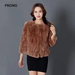 Donne vera pelliccia di coniglio cappotto invernale naturale genuino pelliccia di coniglio Rex soprabito femminile tinta unita o-collo gancio giacche