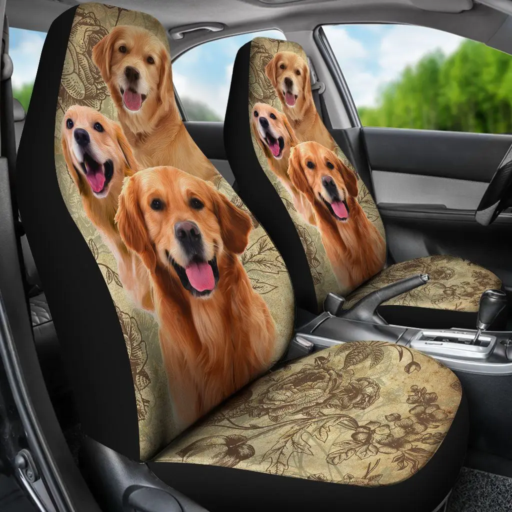 Golden Retriever Printed Car Seat Cover Pattern Protective Seat Cover Dog Animal Car Parts Mixed Breed Dog Pembroke Welsh Corgi