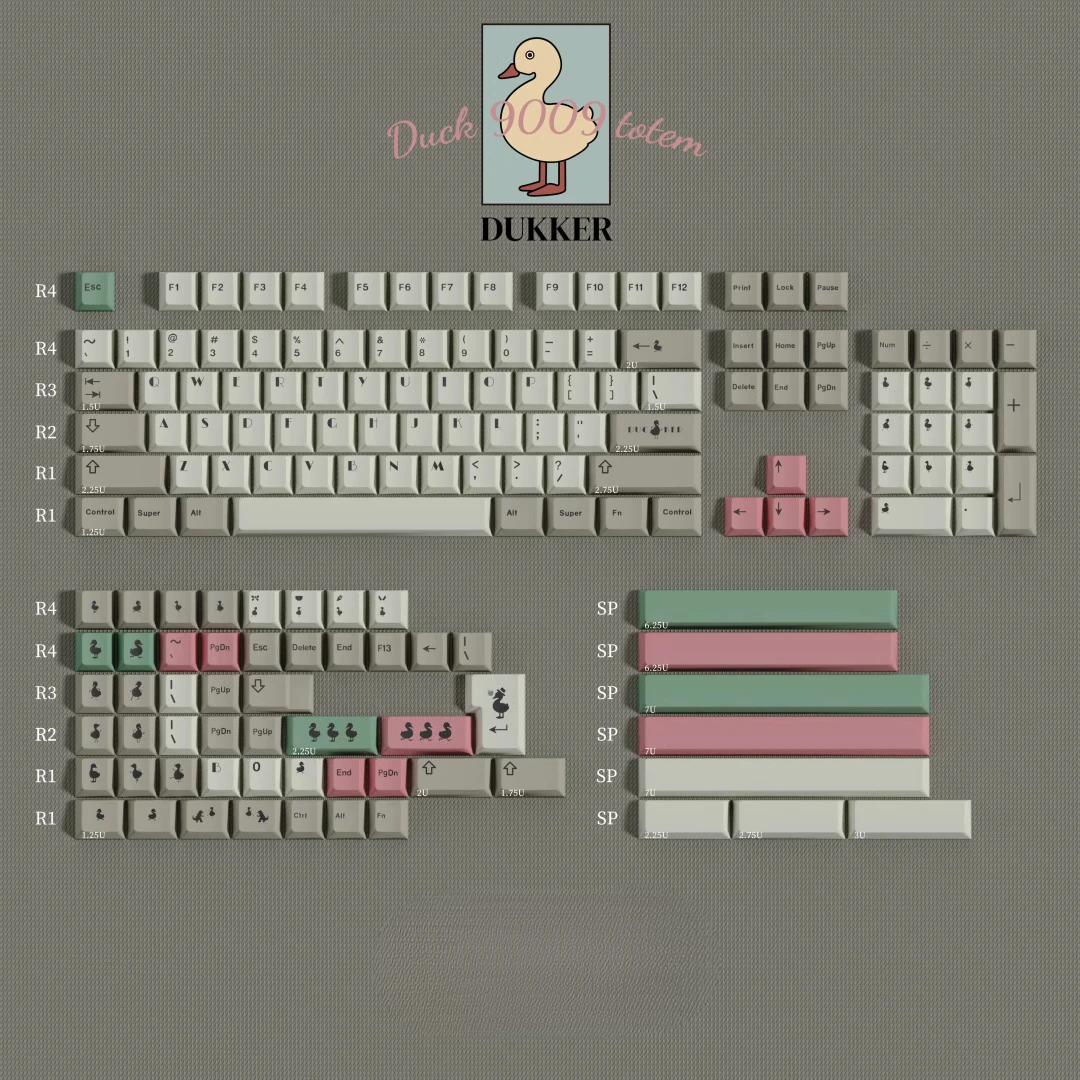 

9009 Duck Totem Keycaps Original Highly Skin-like Feel PBT Material Mechanical Keyboard Keycaps