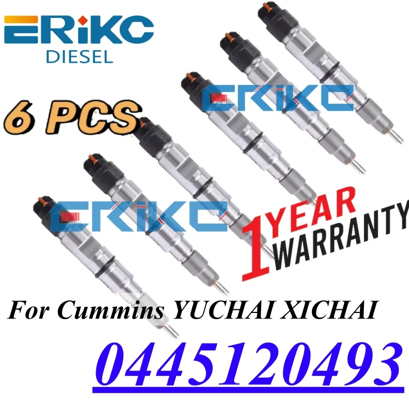 

6PC 0445120493 Diesel Engine Injector 0 445 120 494 Common Rail Nozzle 0 445 120 493 For Cummins YUCHAI XICHAI