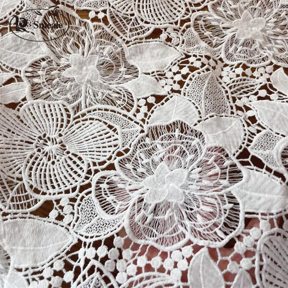 

Milk Silk Hollow Lace Fabric, Bridal Wedding Dress Fabric, DIY Accessories, Off White, RS4847