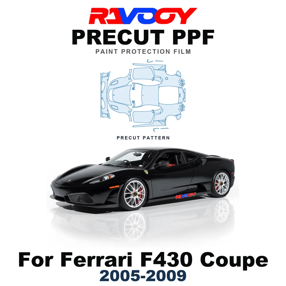 Precut PPF For Ferrari F430 Coupe 2005-2009 8.5mil TPU Paint Protection Film Hood Bonnet Bumper Headlight Self-Healing Clear Kit