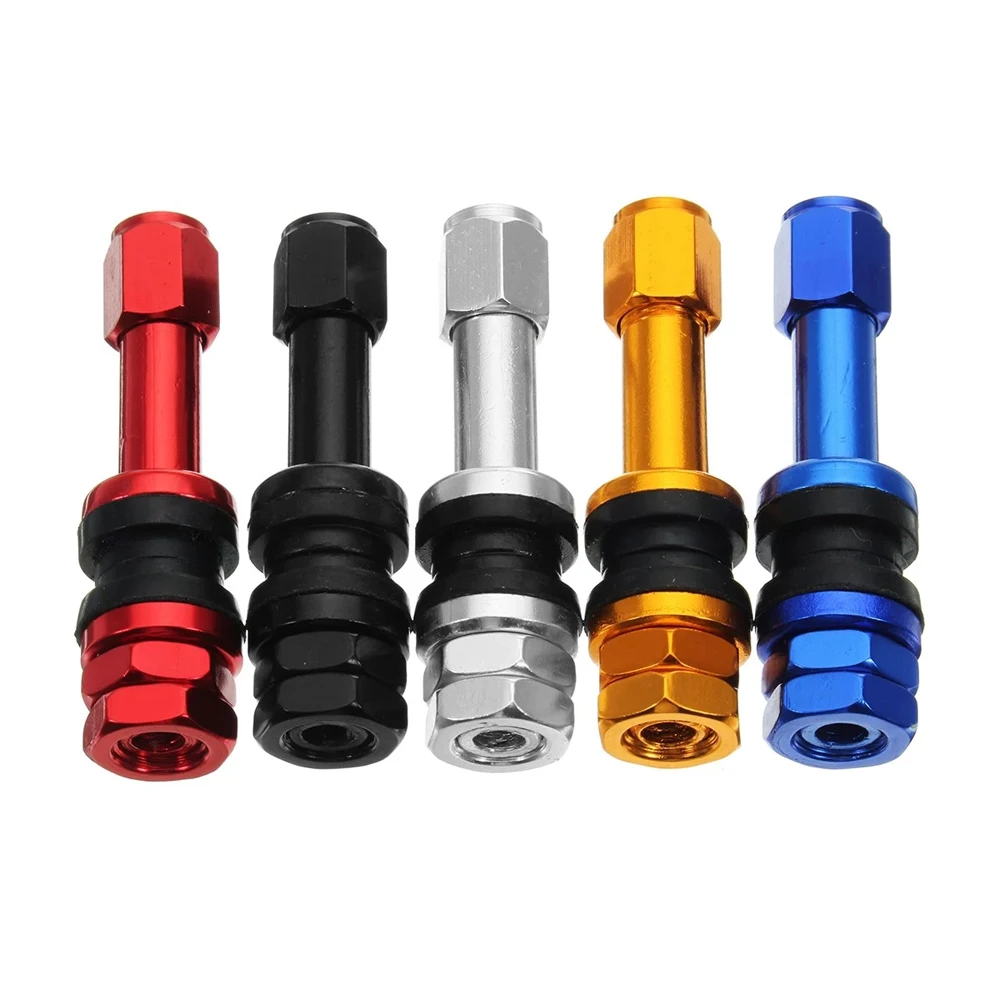 Metal 4PCS Bikes Aluminum Alloy Tubeless High Pressure Tire Valve Stems TR48E Valves Dust Caps Bolt-in