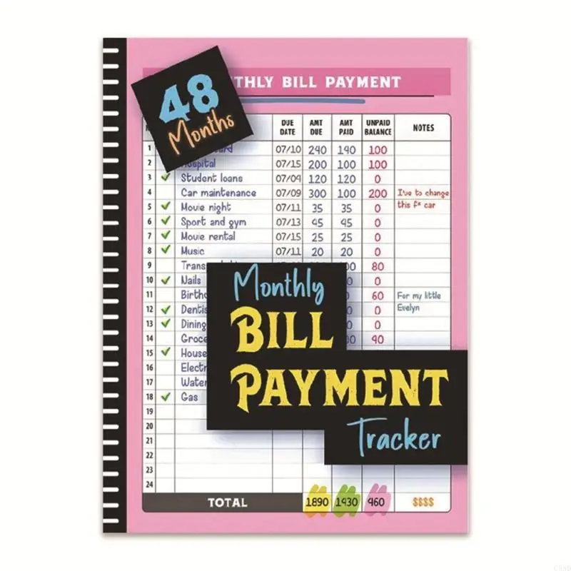 

Monthly Bill Management Book 48 Months for Tracking and Recording Payments Expense to Enhances Financial Efficiency C5AD