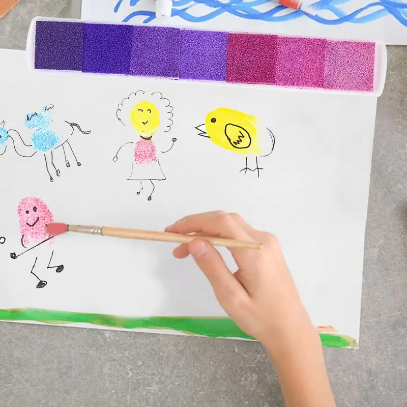 Regenbogen Farbe Tinten pads Set Farbverlauf wasch bar 7 Farben Finger Stempel kissen lange Streifen Design mehrfarbige Tinten stempel Pads für die Karten herstellung