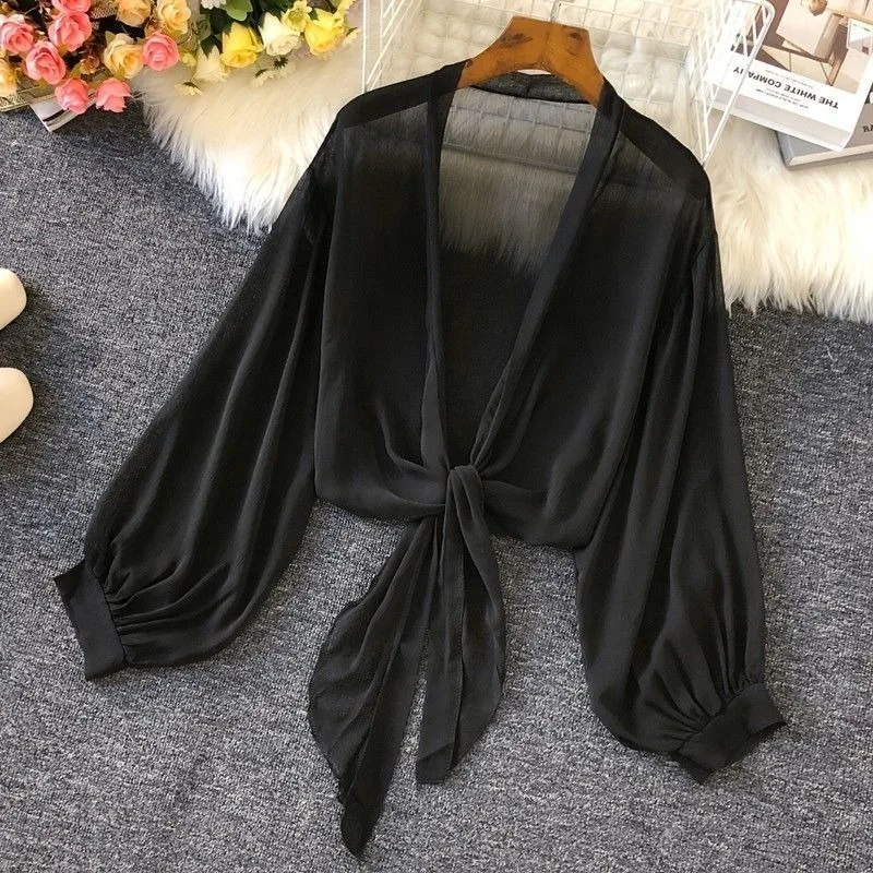 Summer Thin Jackets Women Sun-proof Holiday Solid Breathable Stylish Casual Korean Style Bandage Ladies Sunscreen Chic Ins Coats