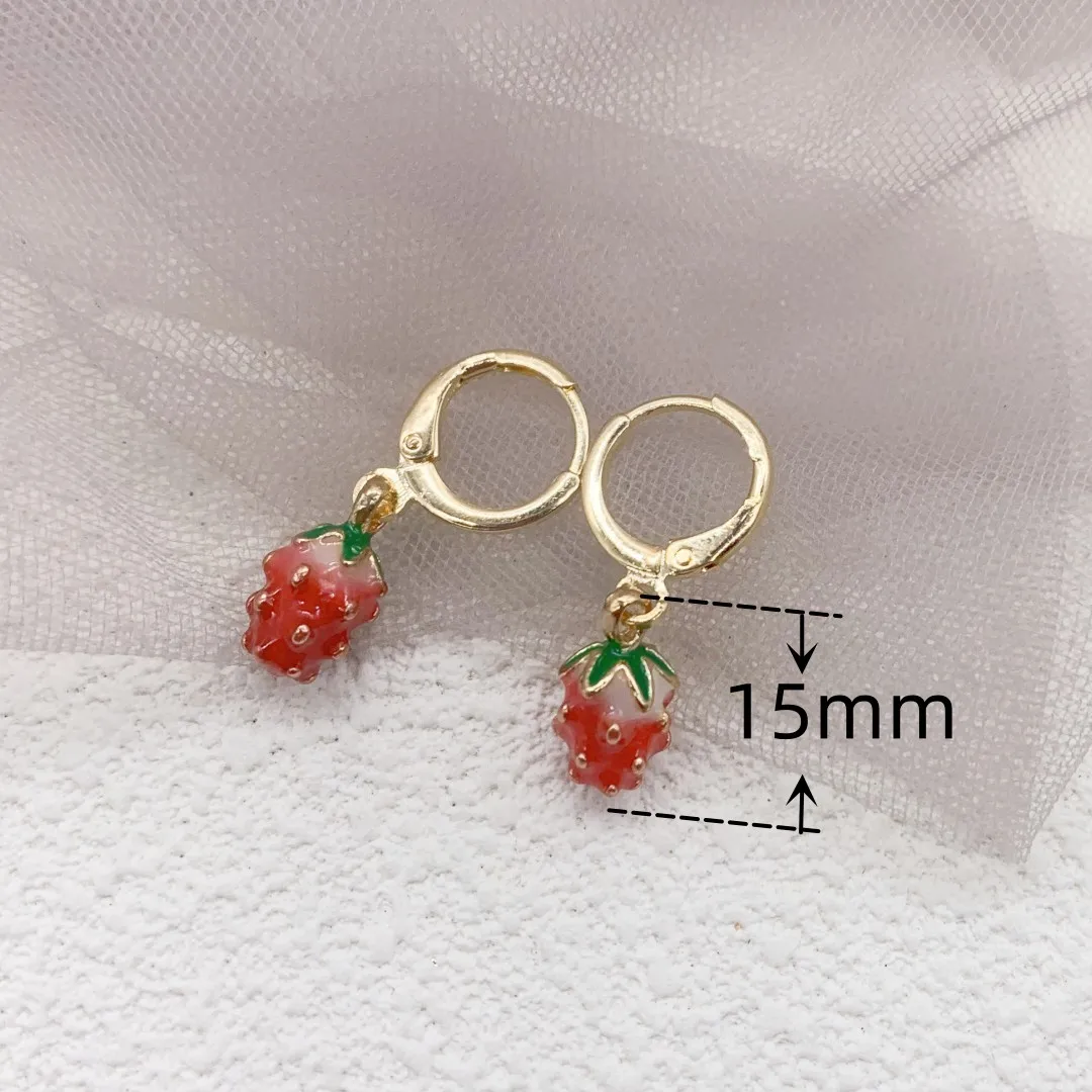 Pendientes creativos de cereza de fresa roja, joyería de moda, venta al por mayor