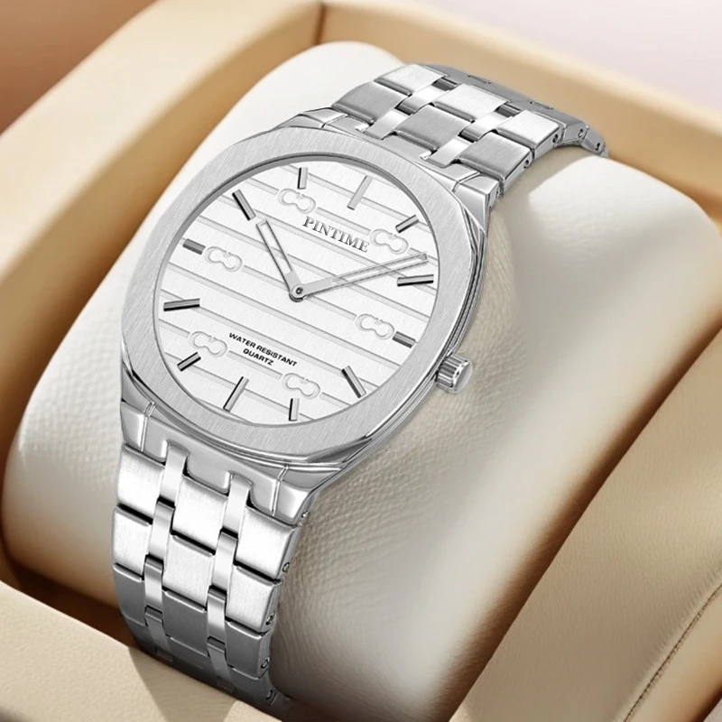 1pc Personalized Ultra-thin Men's Business Casual Ultra-thin Large Dial Simple and Individual Men's and Women's Waterproof Steel