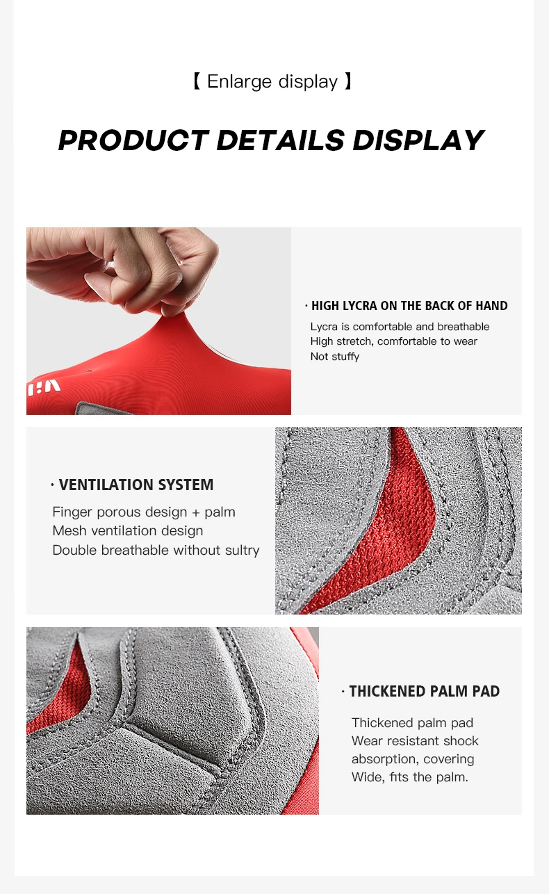 Vilico Professionelle Outdoor-Fahrradhandschuhe mit empfindlichem Touchscreen, Stoßdämpfung, rutschfest, verschleißfest – Detail 11