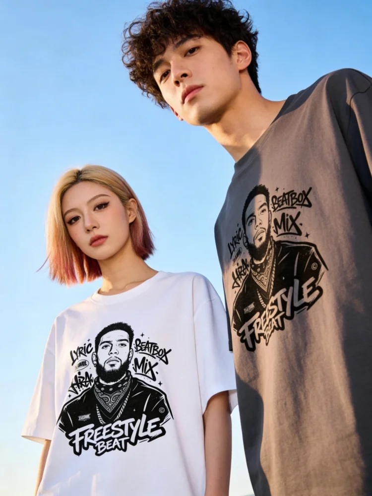 

Футболка ZAZOMDE Music Streetwear с графическим принтом, оверсайз, из хлопка, с коротким рукавом, для мужчин и женщин, парная, повседневная, в стиле хип-хоп