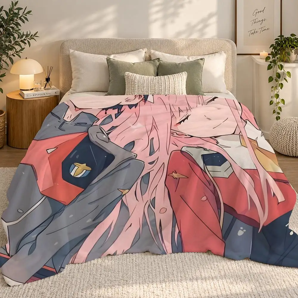 DARLING in the FRANXX Throw 240g flannel blanket, suitable for sofas, beds, offices, exquisite gift blankets
