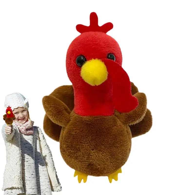 Cartoon Turkey Plush Finger Puppets Stuffed Animal Hand Puppet Kids Interactive Toys for Shows Schools Storytelling Reading Prop