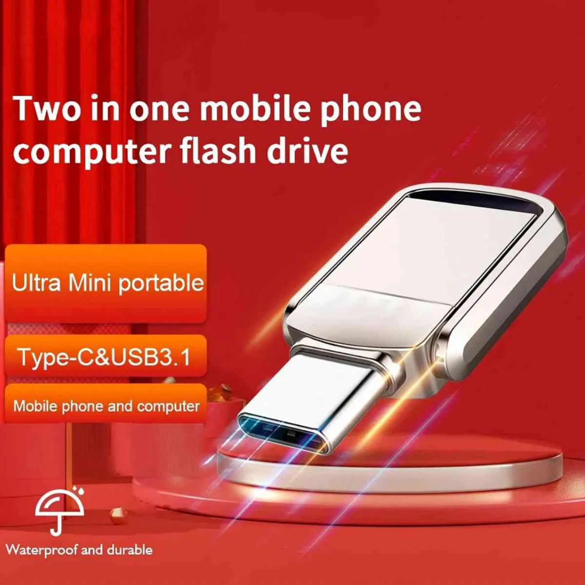 2in1 USB Pen Drive for TYPE-C PC Hi-Speed ​​USB 128GB USB 3.0 TYPE-C 16GB 32GB 64GB 128GB 256GB 512GB Flash Drive
