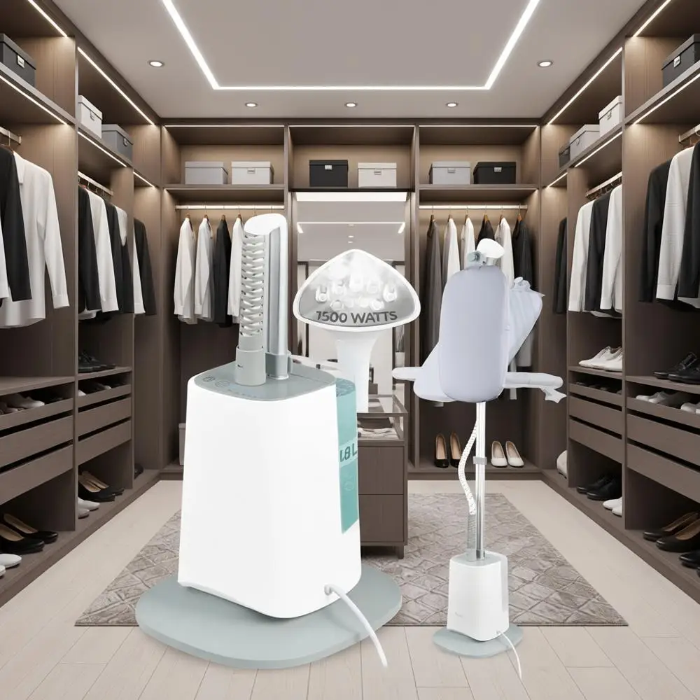 Garment Steamer with Smart Auto-Off, Adjustable Comfort Board, 6 Steam Settings, LED Display for Various Fabric Types, Ideal for