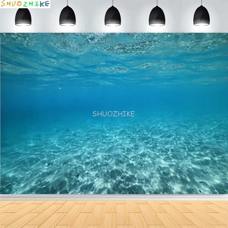 Light Reflections Underwater Scene Photography Backdrops Sunlight Shining Ocean Surfaces Of The Mediterranean Background HI-01