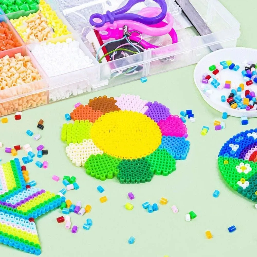 컬러풀 빈 스플라이싱 재료 패키지 DIY 페그보드 시트 아이언온 비즈 공예 키트 보관 상자 아이언 빈 스플라이싱 도구 세트