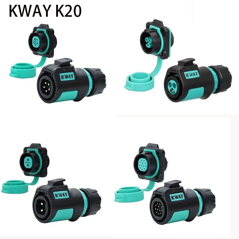 KWAY K20 Waterproof IP68 Aviation Fixed Movable Male Plug Female Socket 2-3-4 core 5-7-9P 12 Pin Outdoor Power Quick Connector