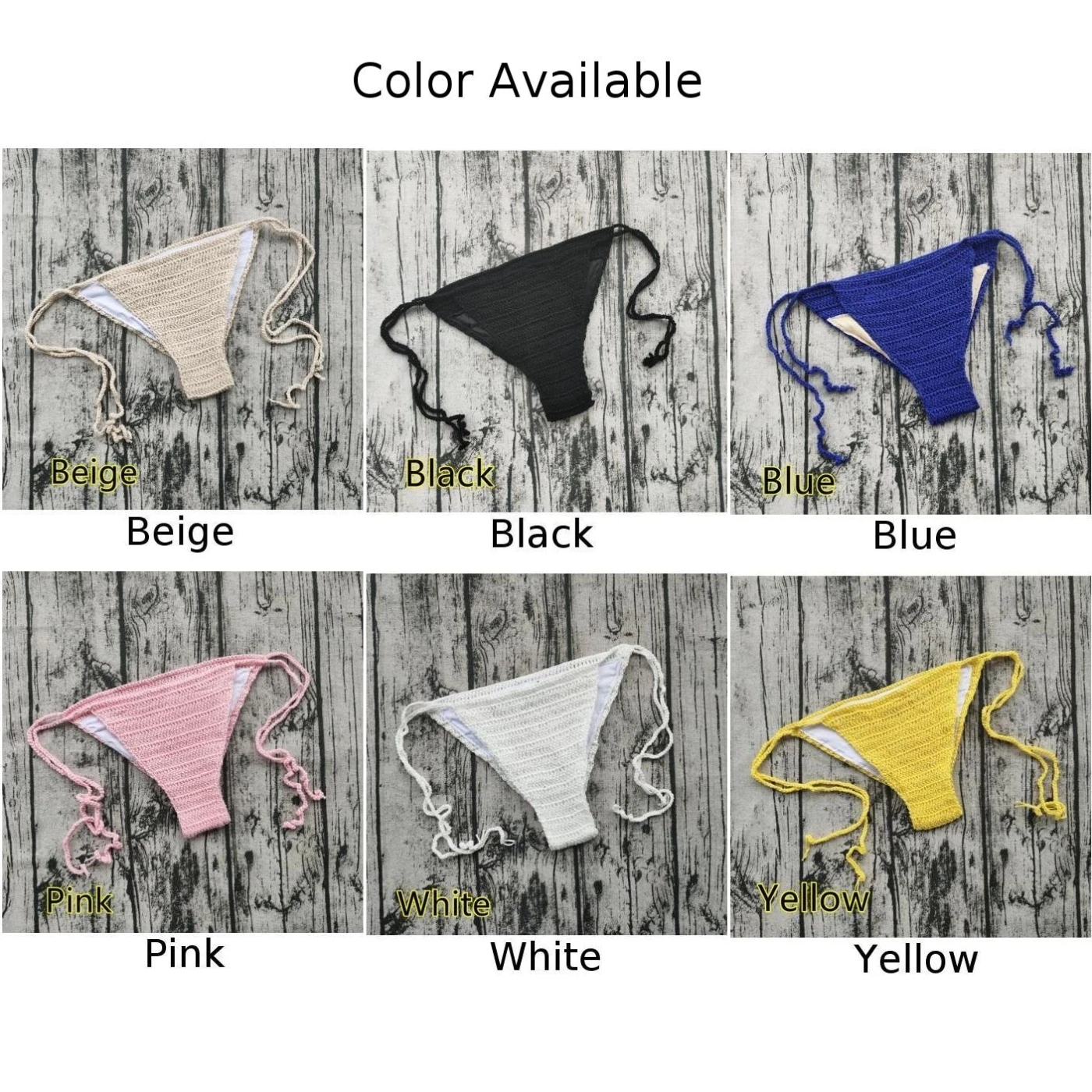 Knitting Bikini Briefs Woman Sexy Swimming Trunks Handmade Crochet Beachwear Lace Up Low Waist Swimsuit Weave Swimwear Bandage