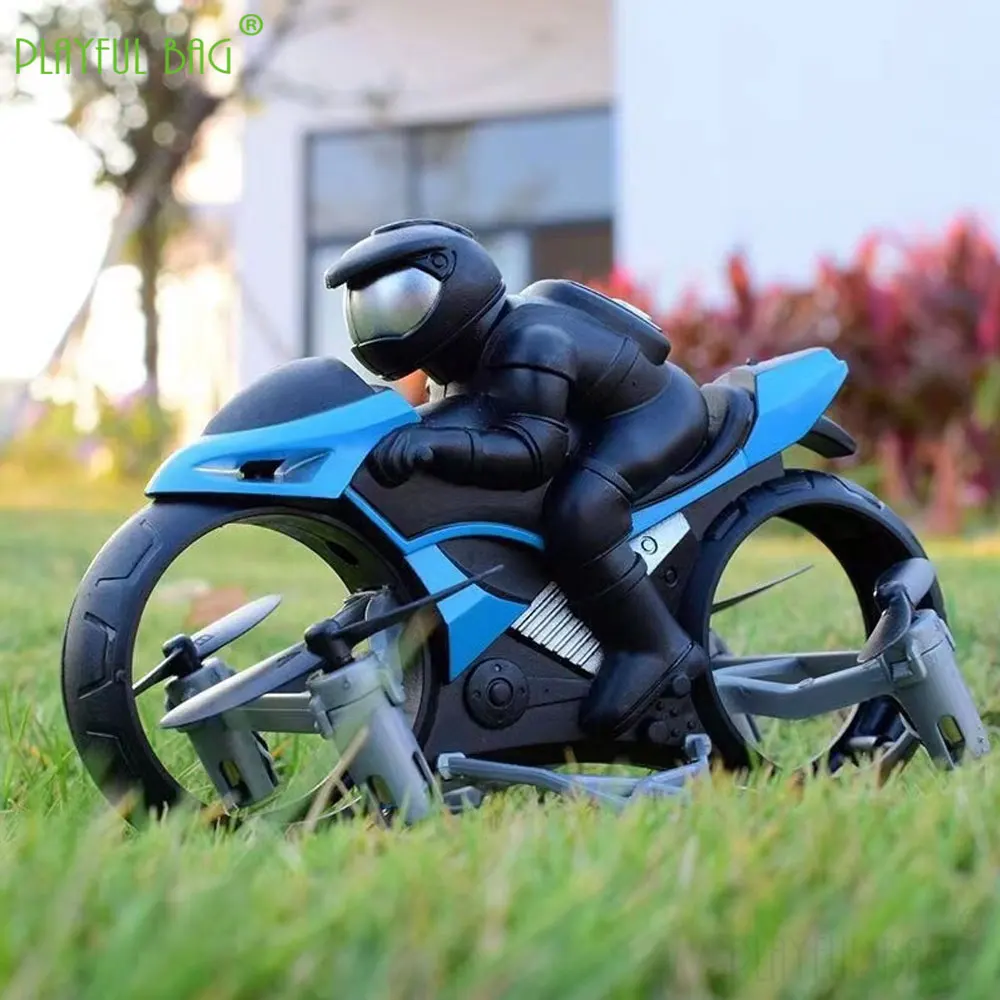 2 In 1 RC Stunt Motorcycle Dual Mode Land Flight Rotation Drift Off-Road Motorcycle Drone Children's Electric Toys VG137