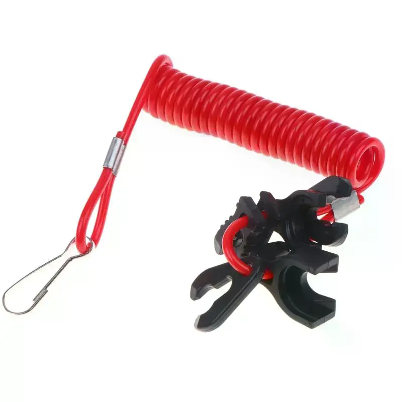 Universal Red Safety Lanyard Rust‑resistant 160cm Stretchable Kill Stop Switch With 6 Keys For Marine Outboard Motor Engine