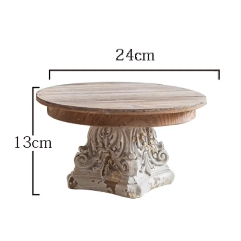 Antique Decor Pedestal Round Wooden Coffee Table Dessert Cake Rack Display Table Wood Cake Stand