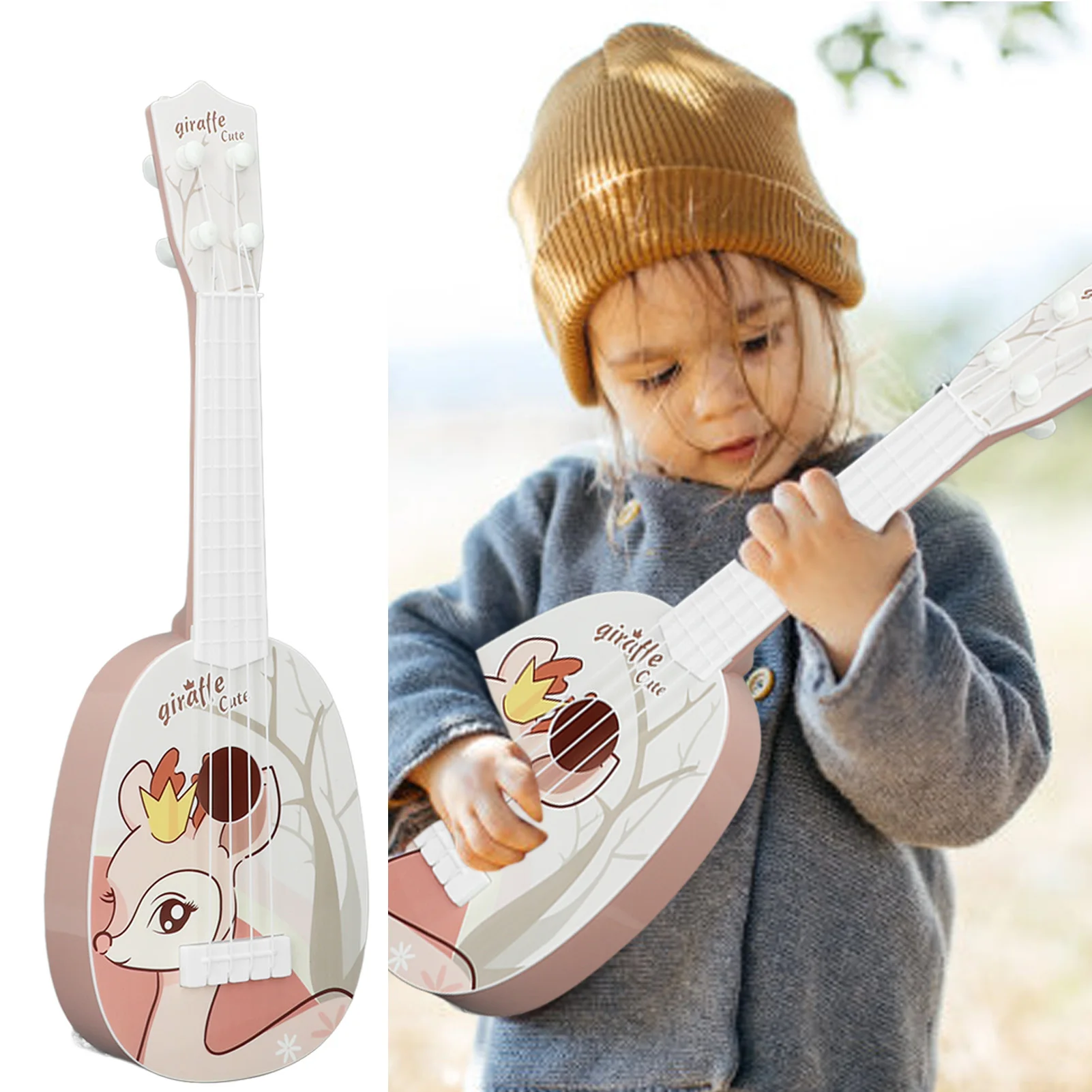 Portable Mini Kids Toy Ukulele Guitar Toys Enlightenment Musical Instrument Early Education Guitar Musical Toy for Children Gift