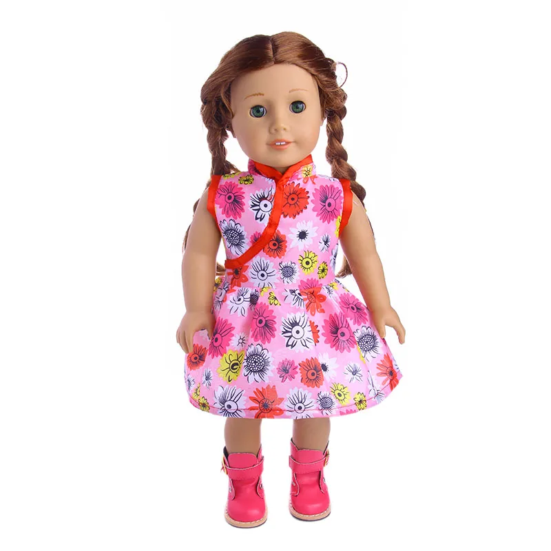 Boneca roupas com estampa de flores bonito, 43cm, 18 polegadas, acessórios boneca americana, nossa geração presentes