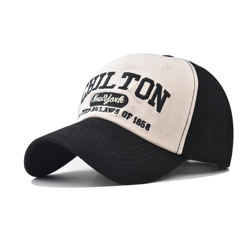

Cotton Washed Block Embroidered Baseball Cap For Men And Women Outdoor Personality Contrast Color Dad Hat