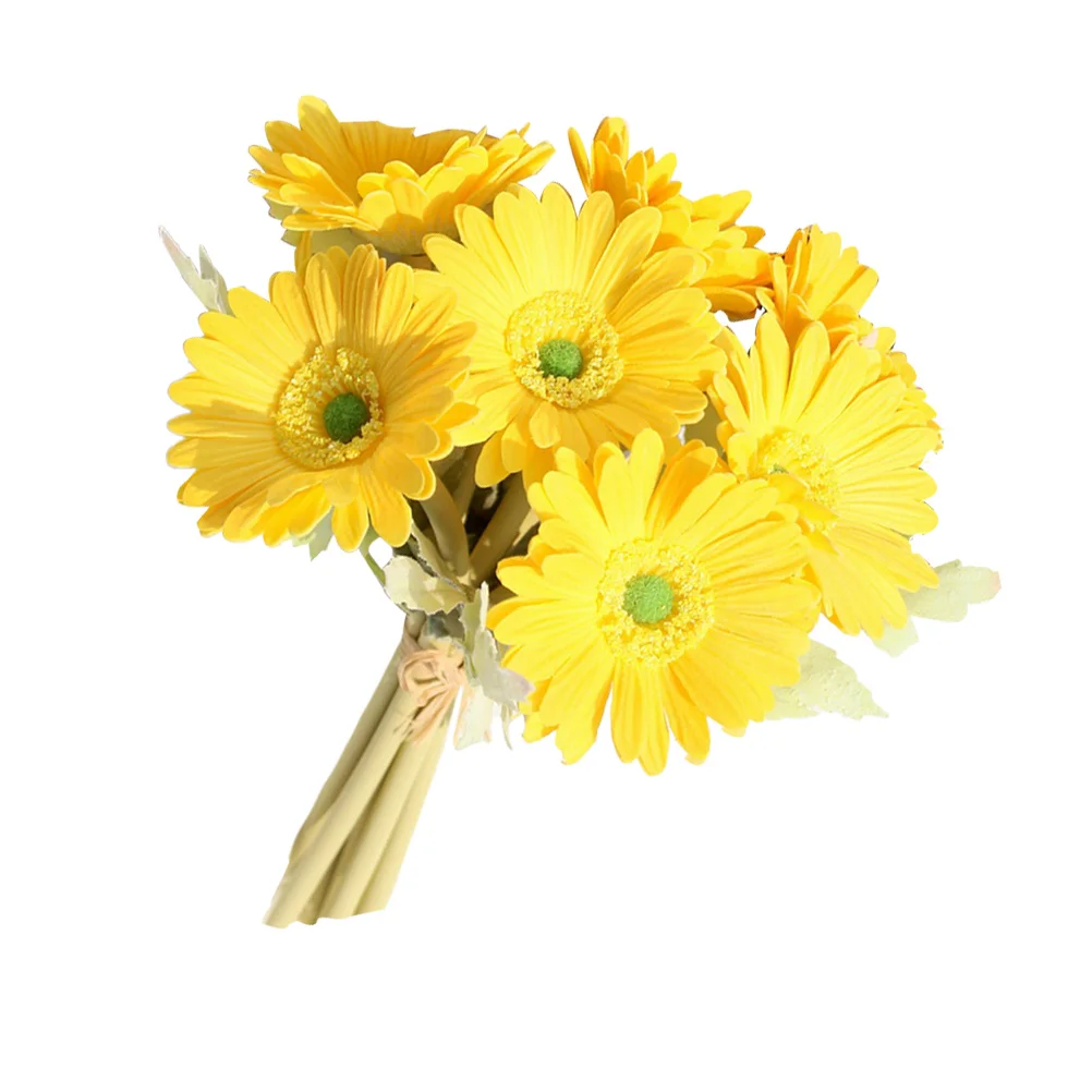 

7Pcs Artificial African Daisy Flowers Gerbera Bouquet Yellow Simulation Floral Decoration for Wedding Home Party Office
