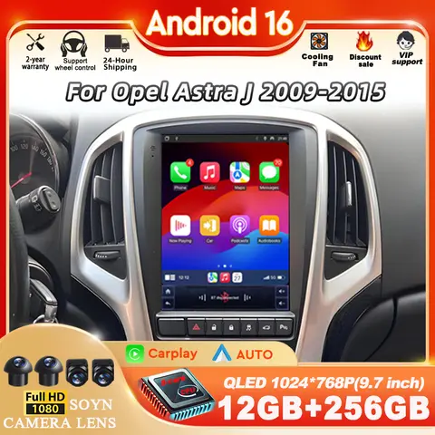 9.7 inch  Android 15 For Opel Astra J 2009-2015 Car Radio Multimedia Video Player GPS Tesla Model wireless android Auto WIFI 4G