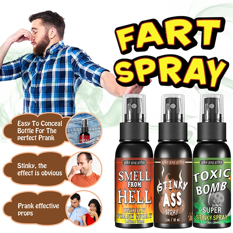 30ML Prank Novelties Toy Gag Joke Liquid Fart Spray Can Stink Bomb Stinky Gas Ass-Smelly Toys Great Gifts for Kids Adults