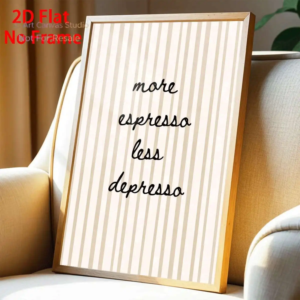 2D Flat, 2D Flat, 1pc 2D Flat Prints Featuring The Phrase 'More Espresso Less Depresso' in a Script Style, Designed As Unfram