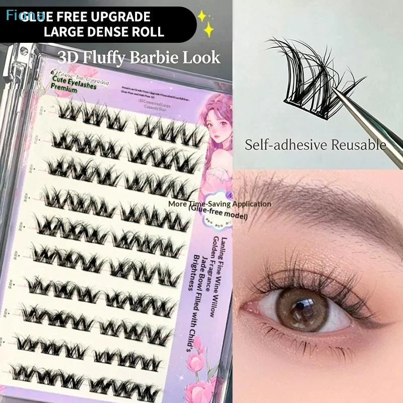 ☭W-shaped Lashes Large Curly Lash Tufts Eyelash Clusters Thick False Eyelashes Single Tuft False Eyelashes Segmented Eyelashes