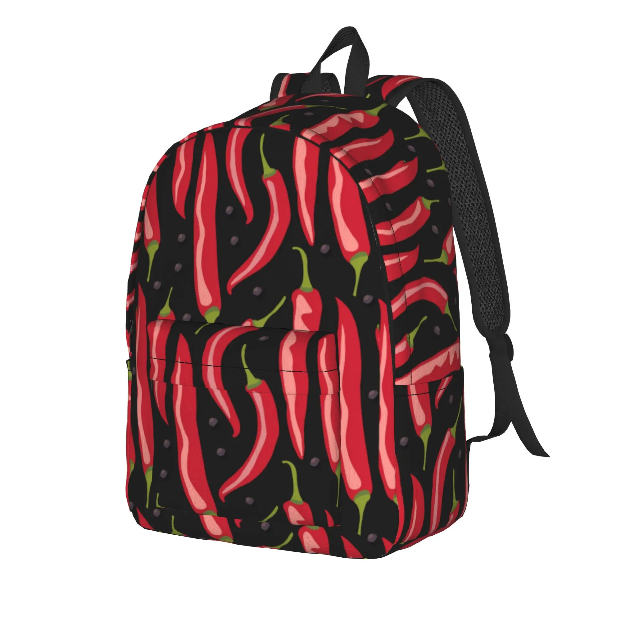 Red Chili Fruit Pattern Backpack  Female Polyester Sport Backpacks Large Funny High School Bags Rucksack