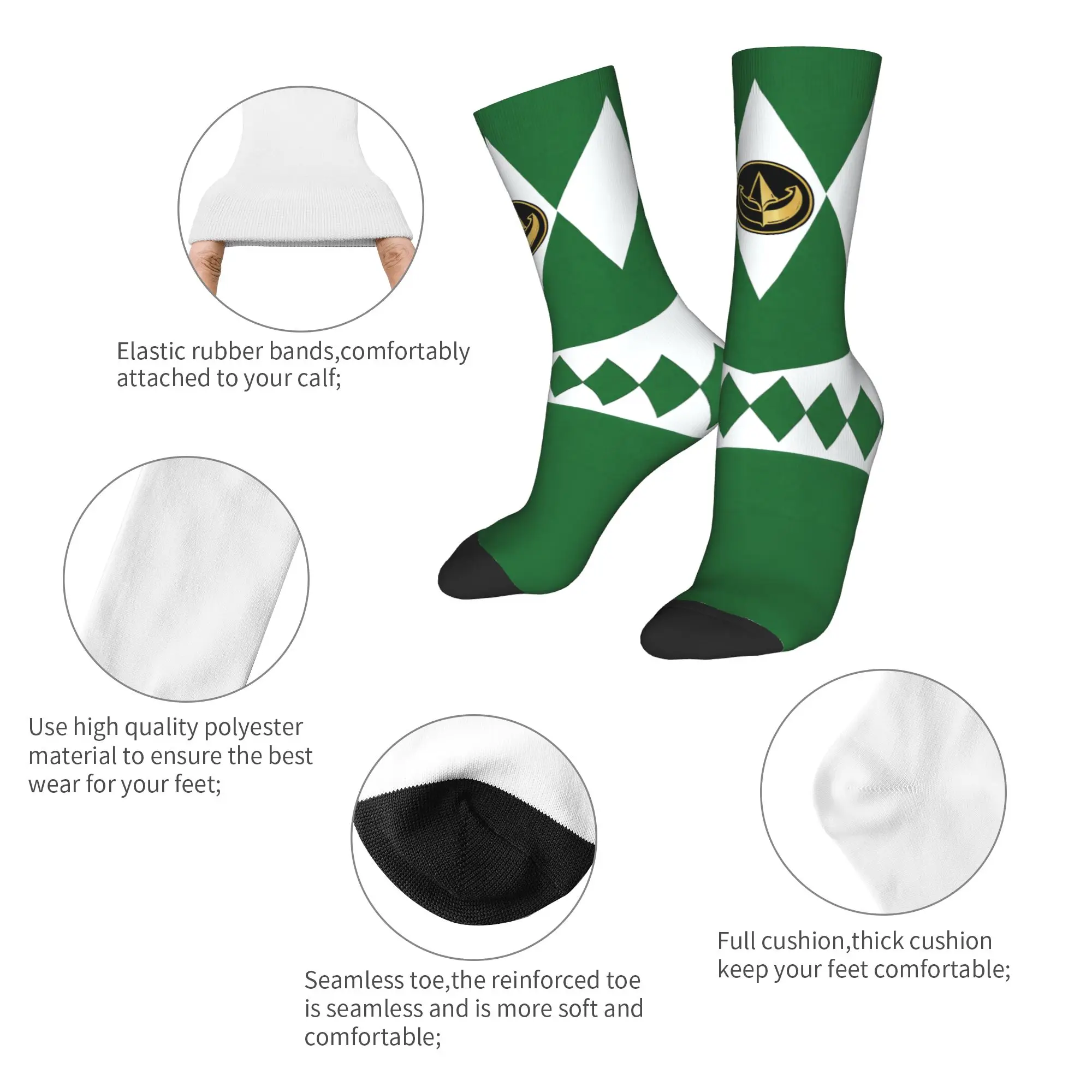 Crazy Design Powers Rangerr Football Socks  Polyester Middle Tube Socks for Unisex Breathable