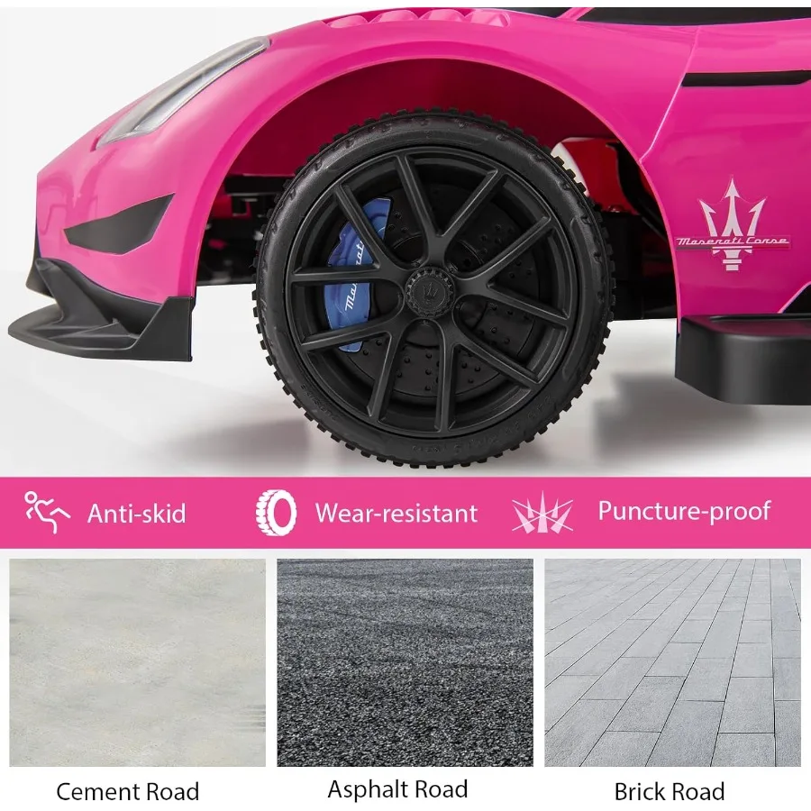 6V 전동차 마세라티 라이선스 유아용 자동차 (경적, 음악, 조명, 시트 아래 수납공간 포함) 배터리 구동 푸시카