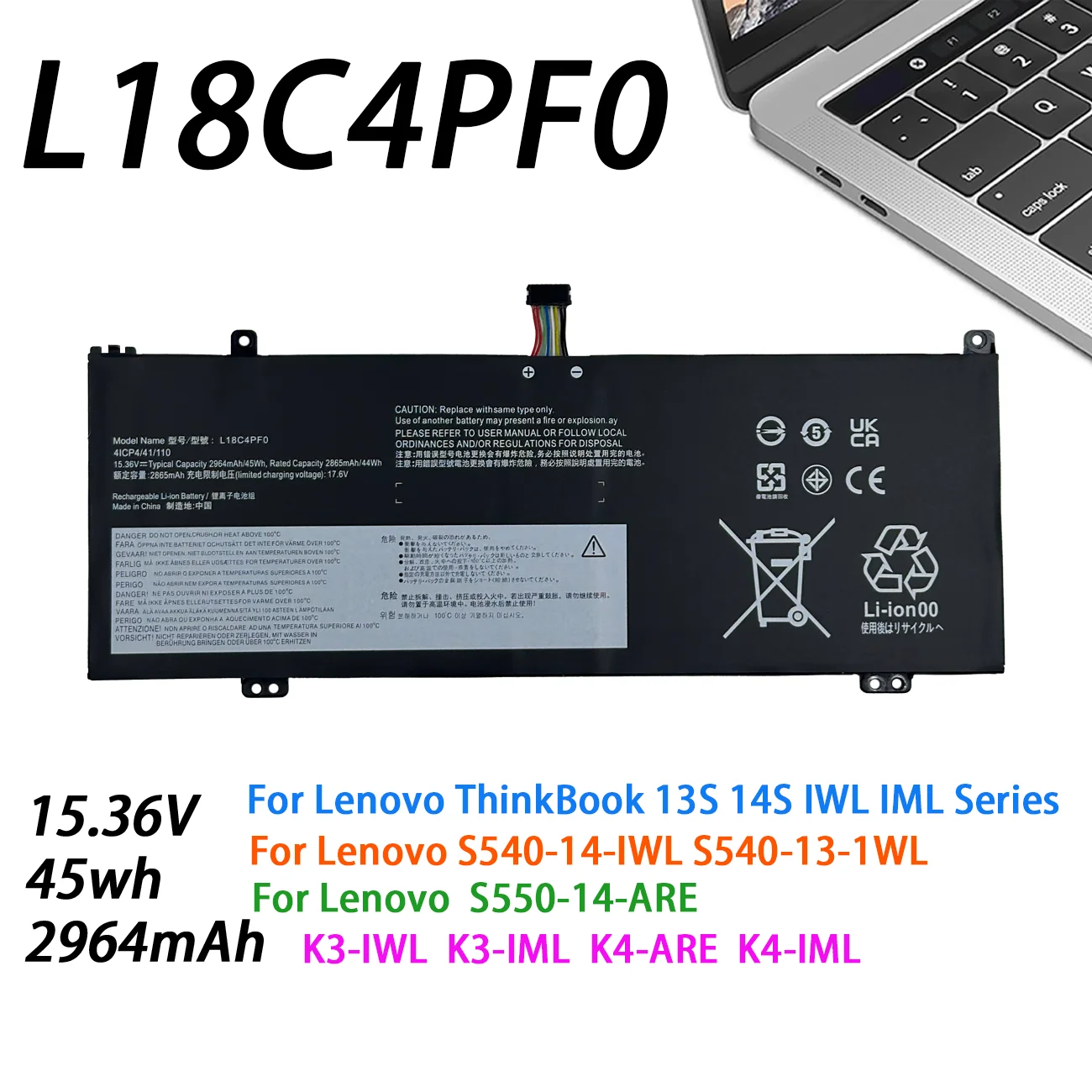 NEW L18C4PF0 Laptop Battery For Lenovo ThinkBook 13S 14S 13S-IML 13S-IWL 14S-IWL 14S-IML Series S540-13-IWL L18M4PF0 L18D4PF0