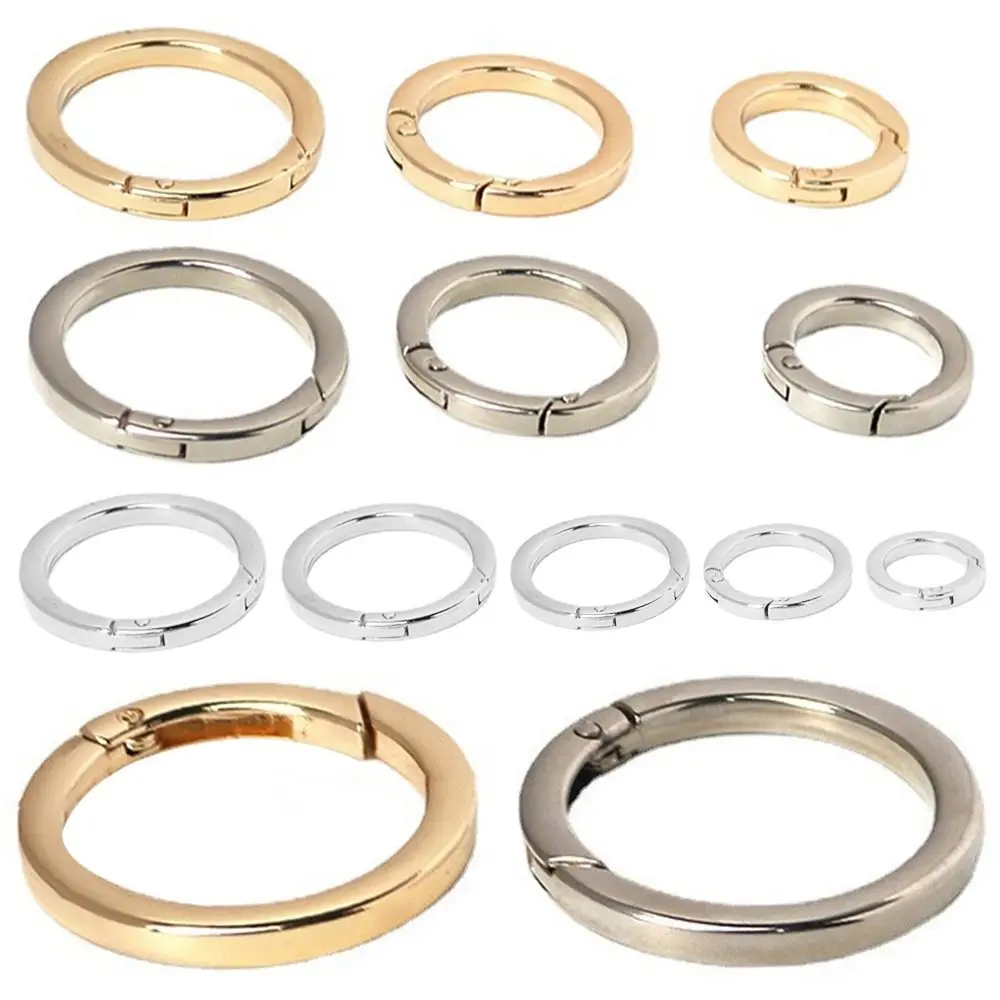 5pcs High quality Plated Gate Round Push Trigger Bag Belt Buckle Spring O-Ring Buckles Snap Clasp Clip Carabiner Purses Handbags