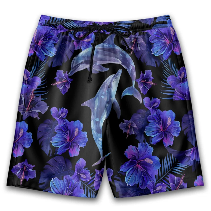 Harajuku Dolphin 3D Printed Short Pants For Men Clothes Summer Hawaiian Beach Shorts Sea Animal Trunks Cute Boy Boardshorts